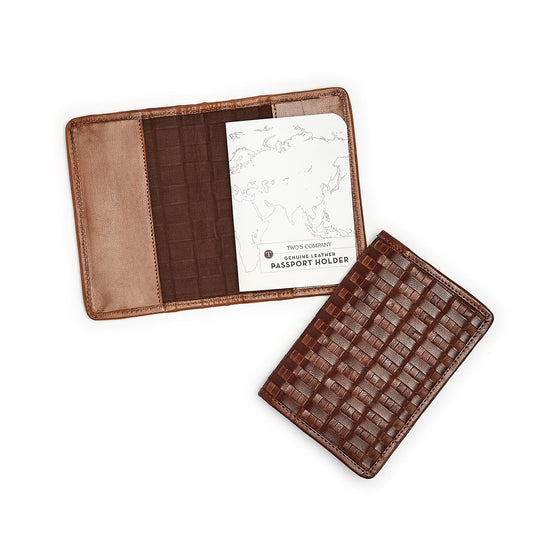 Chestnut Woven Leather Passport