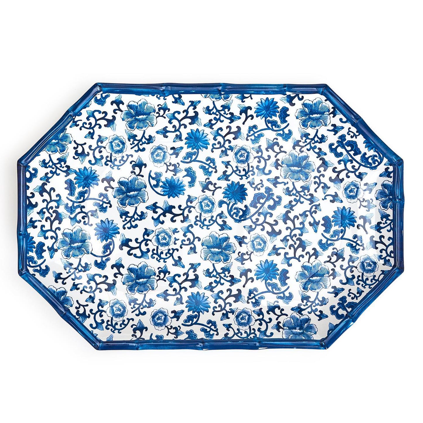 Blue Bamboo Touch Blue Floral Serving Tray