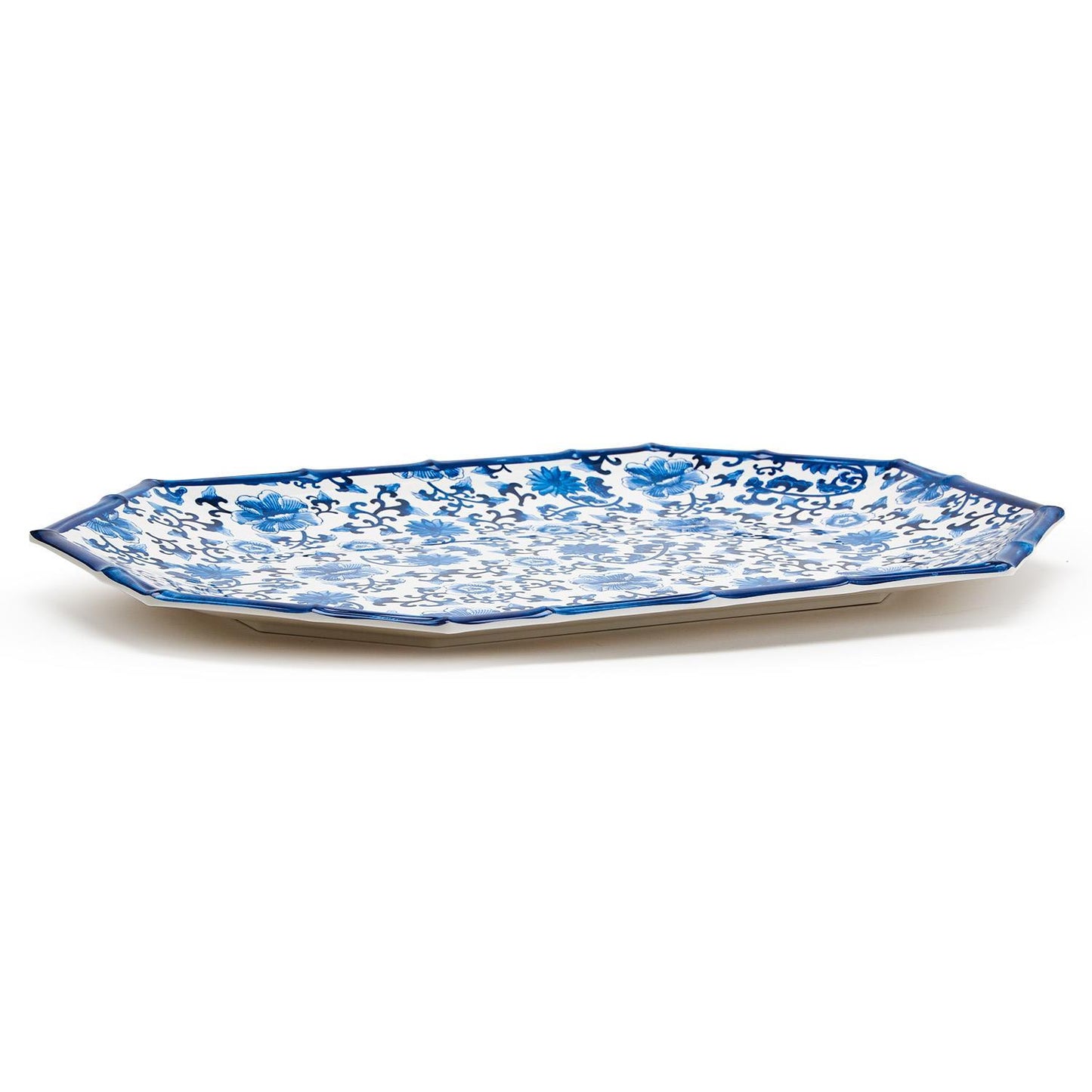 Blue Bamboo Touch Blue Floral Serving Tray