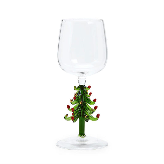 Christmas Tree Stemmed Wine Glass
