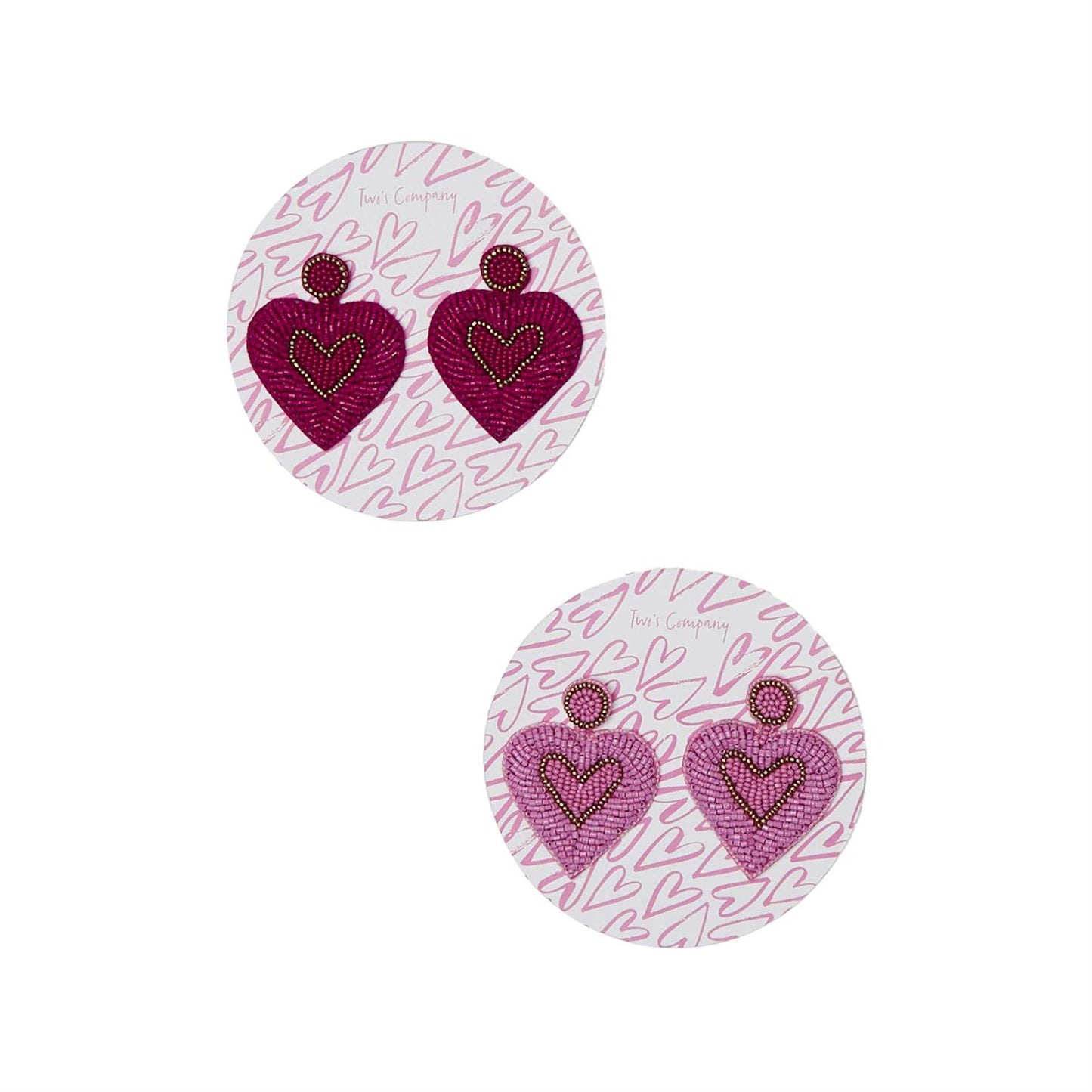 Hand-Beaded Heart Earrings