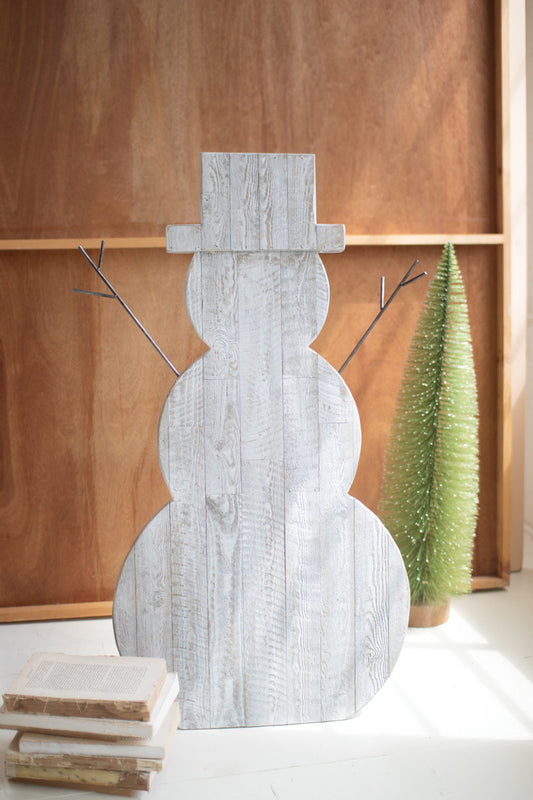 Wood Snowman With Stand
