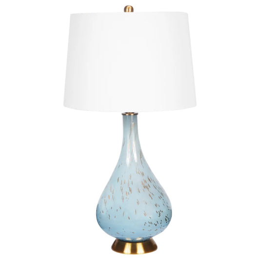 Ice Blue & Gold Handblown Glass Celyn Lamp