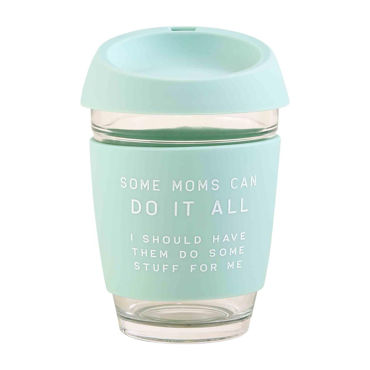 Blue Mom Coffee Silicone Glass