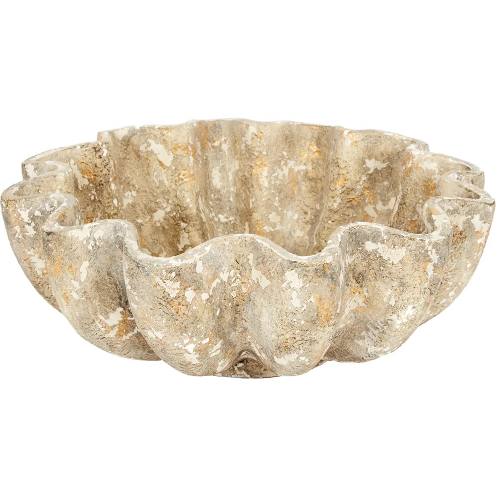 Andrea Distressed Grey & Gold Bowl